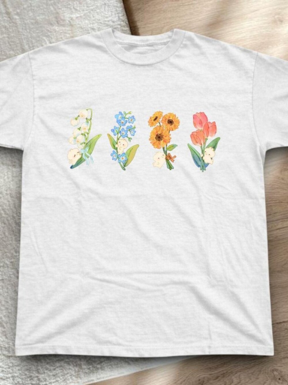 Floral Bouquet Graphic Tee White